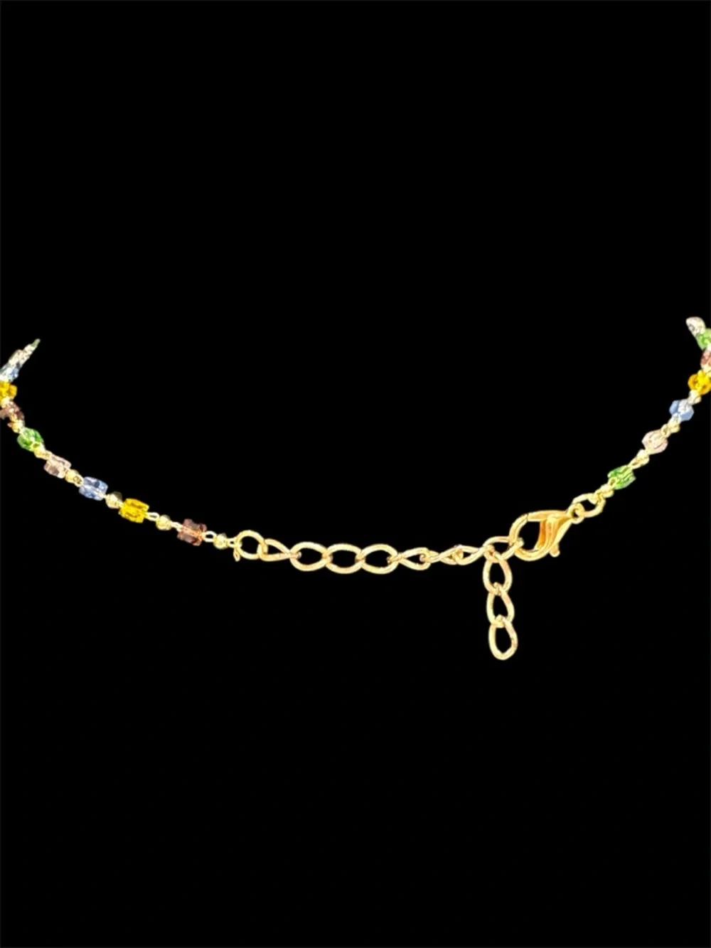 TORY BURCH GOLD LOGO PENDANT IN A DAINTY COLORFUL CHAIN